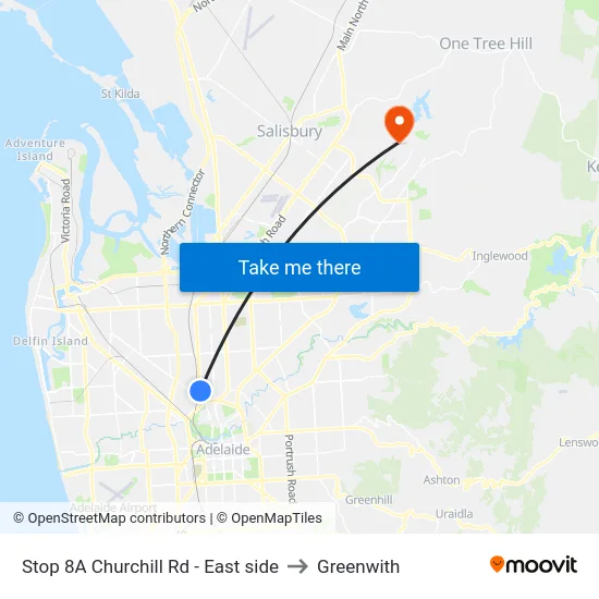 Stop 8A Churchill Rd - East side to Greenwith map