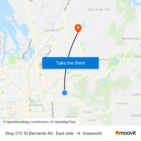 Stop 21C St Bernards Rd - East side to Greenwith map