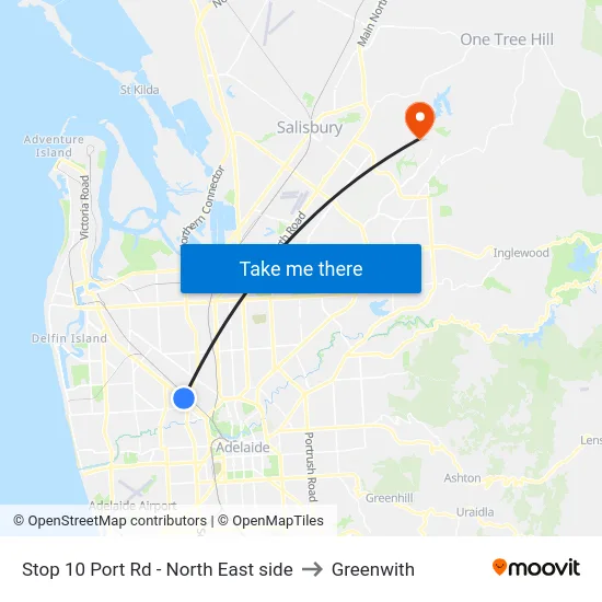 Stop 10 Port Rd - North East side to Greenwith map