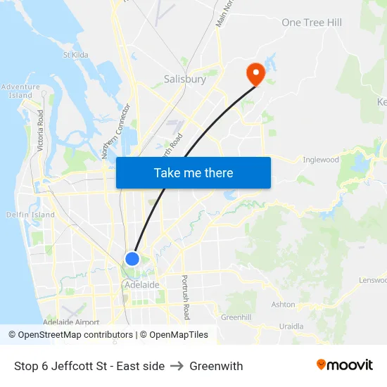 Stop 6 Jeffcott St - East side to Greenwith map