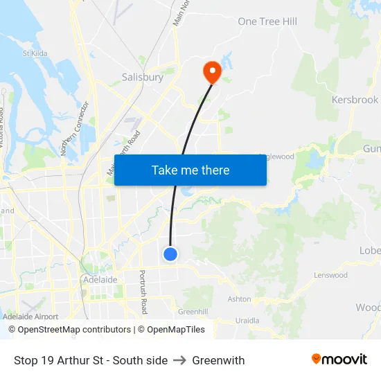 Stop 19 Arthur St - South side to Greenwith map