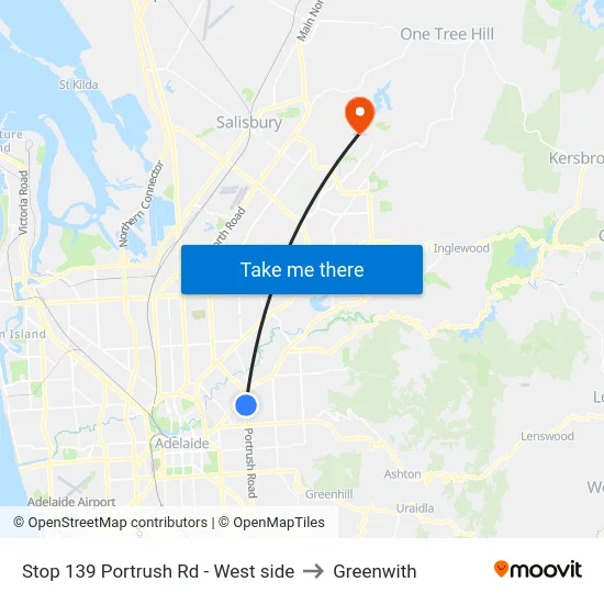 Stop 139 Portrush Rd - West side to Greenwith map