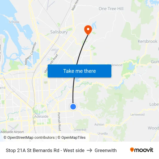 Stop 21A St Bernards Rd - West side to Greenwith map