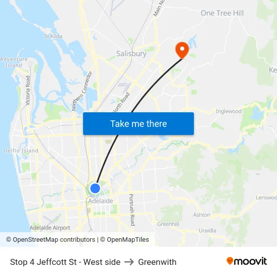 Stop 4 Jeffcott St - West side to Greenwith map