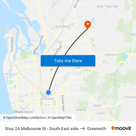 Stop 2A Melbourne St - South East side to Greenwith map