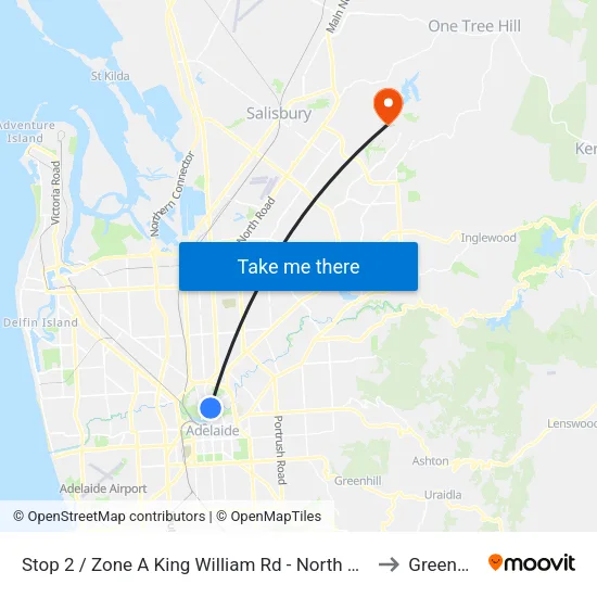 Stop 2 / Zone A King William Rd - North West side to Greenwith map