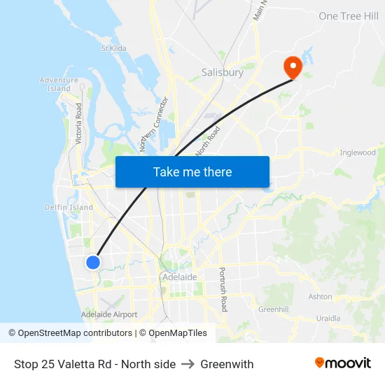Stop 25 Valetta Rd - North side to Greenwith map