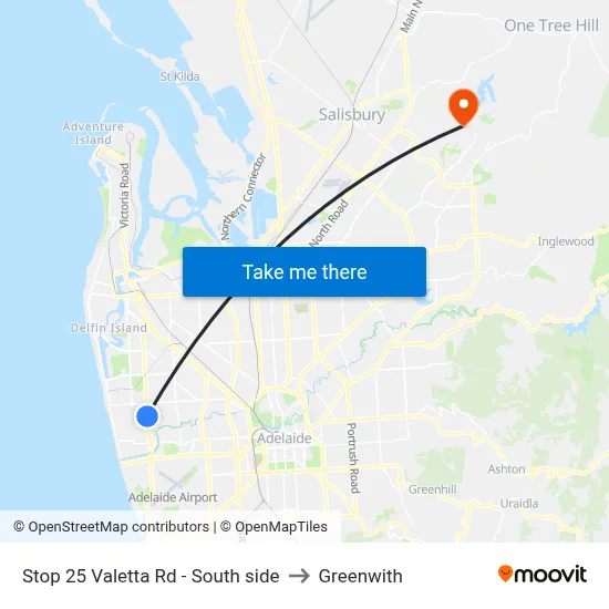 Stop 25 Valetta Rd - South side to Greenwith map