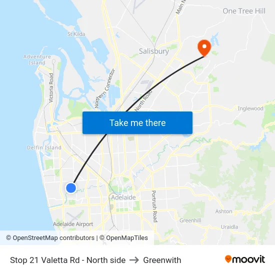 Stop 21 Valetta Rd - North side to Greenwith map