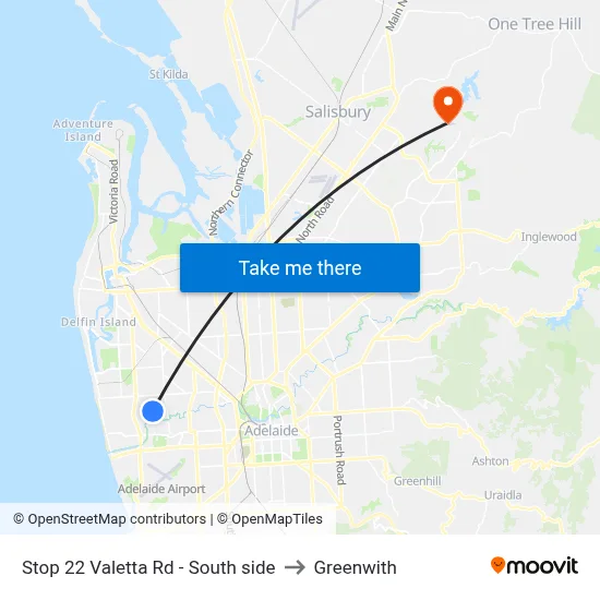 Stop 22 Valetta Rd - South side to Greenwith map