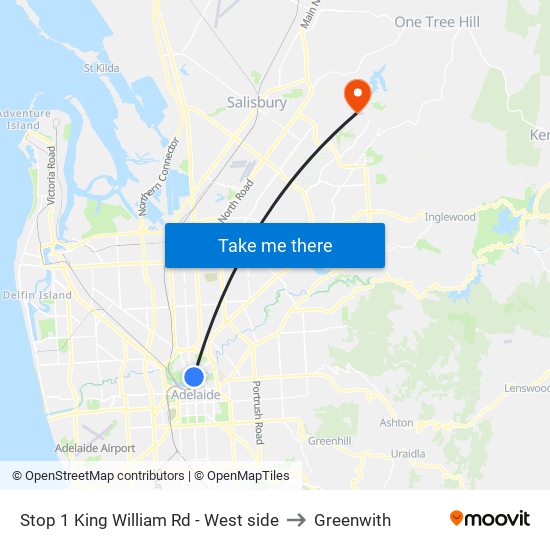 Stop 1 King William Rd - West side to Greenwith map