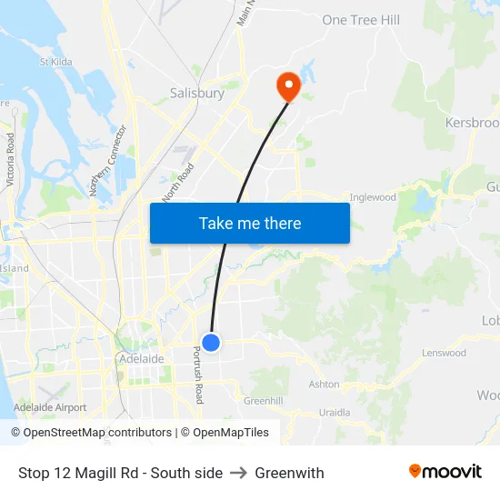 Stop 12 Magill Rd - South side to Greenwith map