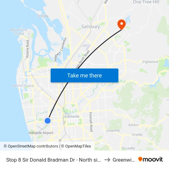 Stop 8 Sir Donald Bradman Dr - North side to Greenwith map