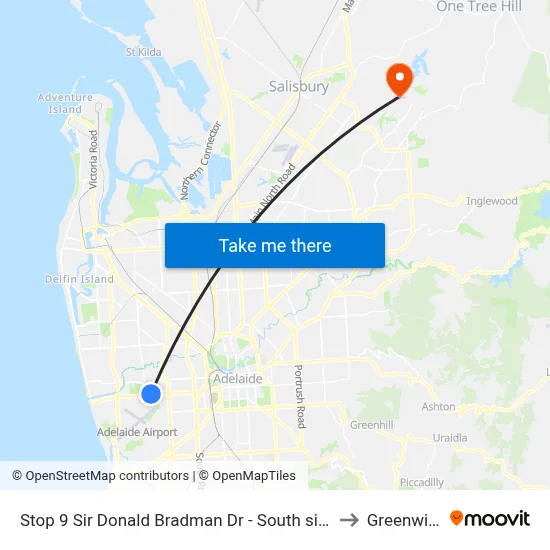 Stop 9 Sir Donald Bradman Dr - South side to Greenwith map