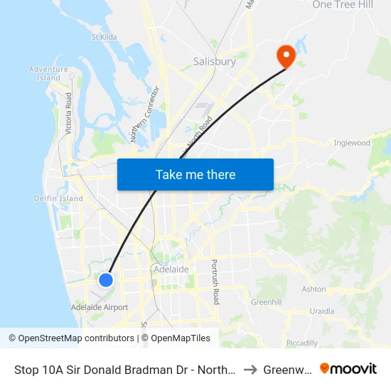 Stop 10A Sir Donald Bradman Dr - North side to Greenwith map