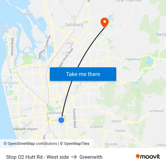 Stop O2 Hutt Rd - West side to Greenwith map
