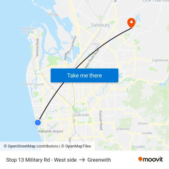 Stop 13 Military Rd - West side to Greenwith map