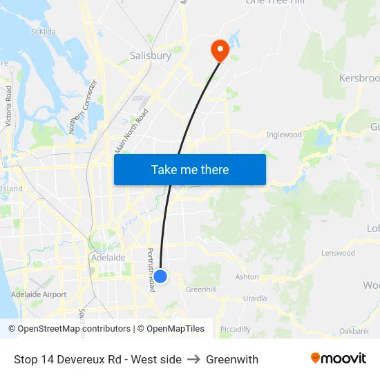 Stop 14 Devereux Rd - West side to Greenwith map