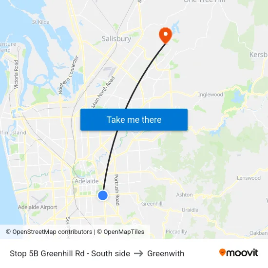 Stop 5B Greenhill Rd - South side to Greenwith map