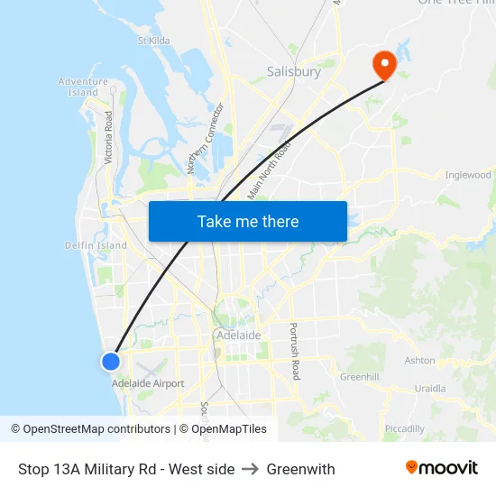Stop 13A Military Rd - West side to Greenwith map