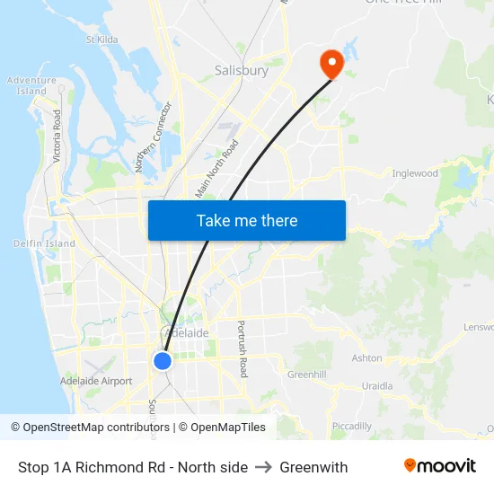 Stop 1A Richmond Rd - North side to Greenwith map