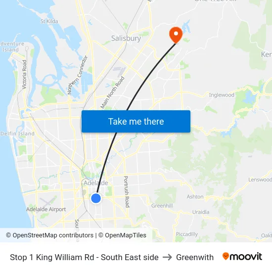 Stop 1 King William Rd - South East side to Greenwith map