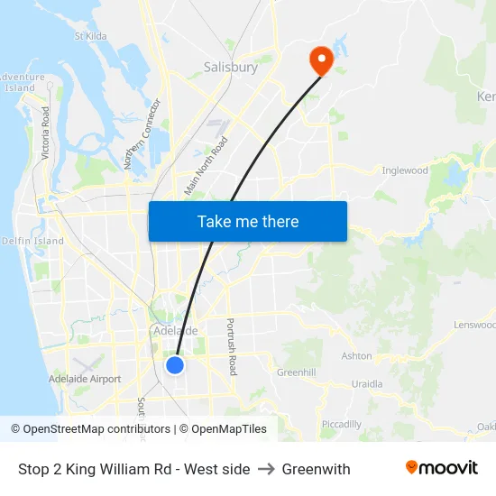 Stop 2 King William Rd - West side to Greenwith map