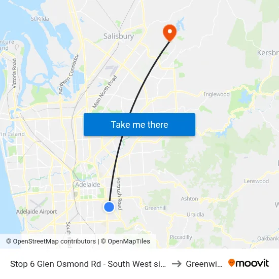 Stop 6 Glen Osmond Rd - South West side to Greenwith map