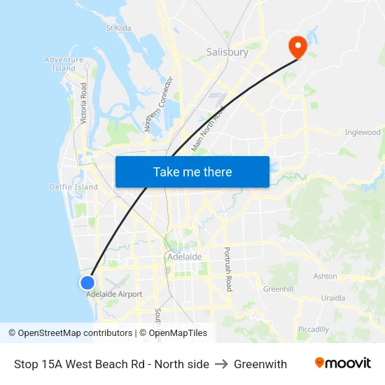 Stop 15A West Beach Rd - North side to Greenwith map
