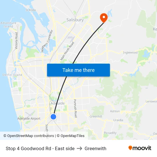 Stop 4 Goodwood Rd - East side to Greenwith map