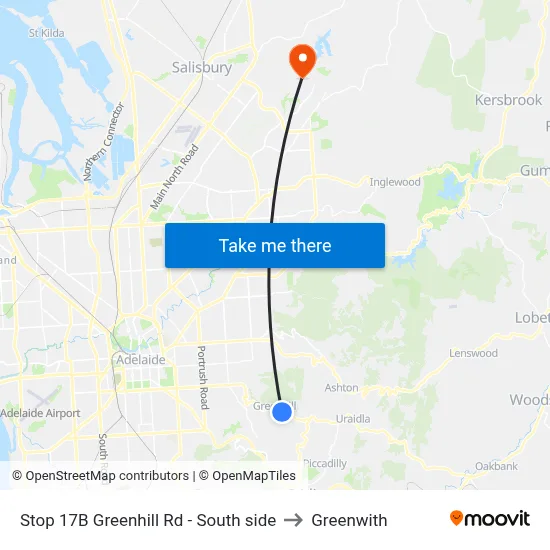 Stop 17B Greenhill Rd - South side to Greenwith map