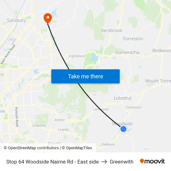 Stop 64 Woodside Nairne Rd - East side to Greenwith map