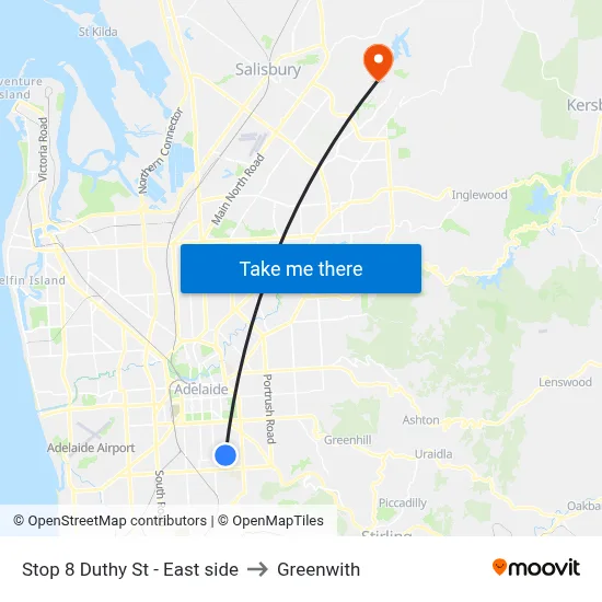 Stop 8 Duthy St - East side to Greenwith map