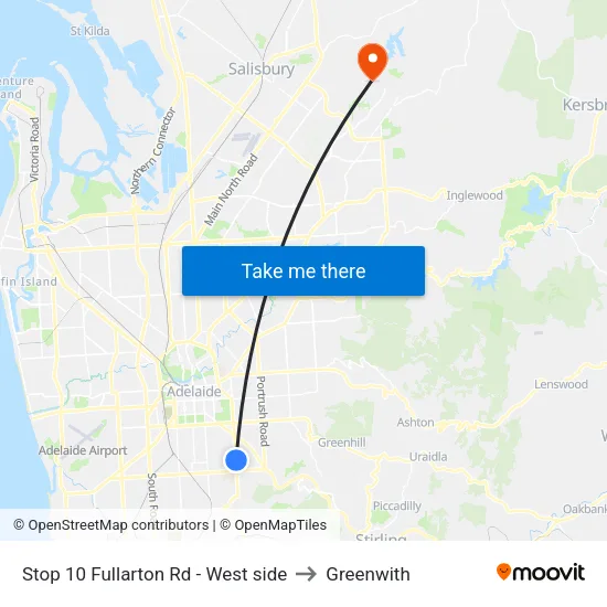 Stop 10 Fullarton Rd - West side to Greenwith map