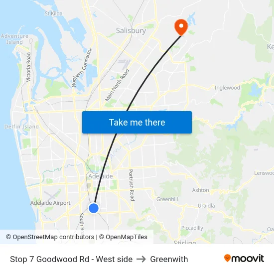 Stop 7 Goodwood Rd - West side to Greenwith map