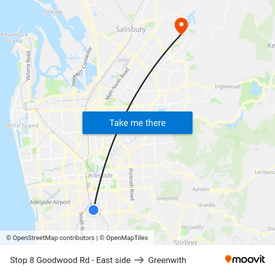 Stop 8 Goodwood Rd - East side to Greenwith map
