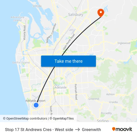 Stop 17 St Andrews Cres - West side to Greenwith map