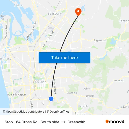 Stop 164 Cross Rd - South side to Greenwith map