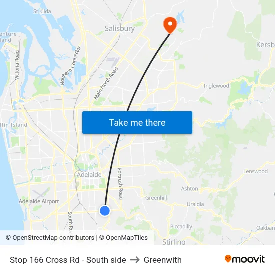 Stop 166 Cross Rd - South side to Greenwith map