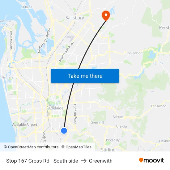 Stop 167 Cross Rd - South side to Greenwith map