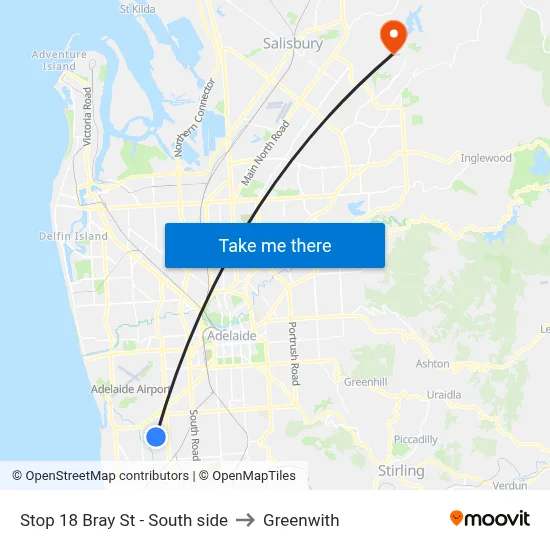 Stop 18 Bray St - South side to Greenwith map