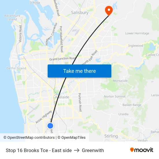 Stop 16 Brooks Tce - East side to Greenwith map