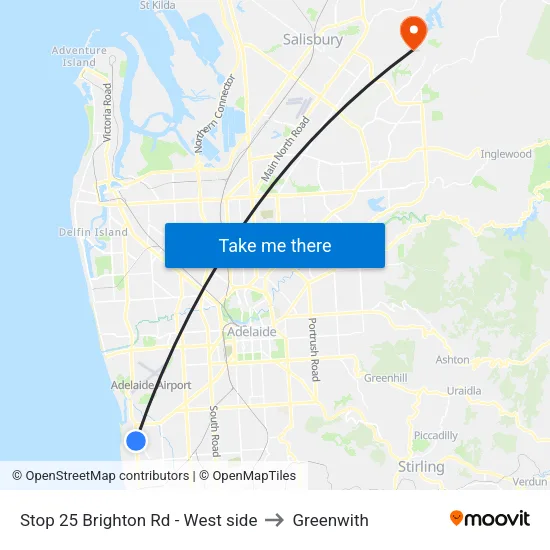 Stop 25 Brighton Rd - West side to Greenwith map