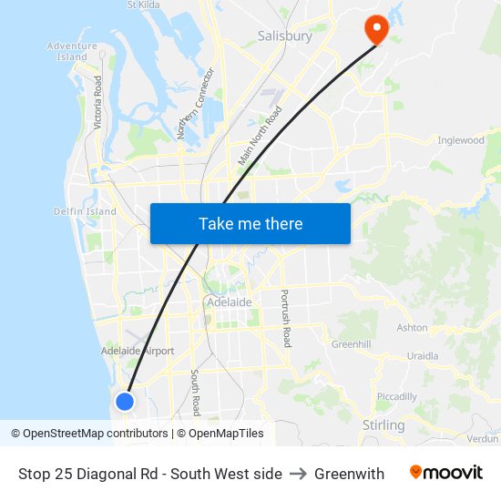 Stop 25 Diagonal Rd - South West side to Greenwith map