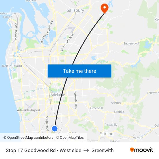 Stop 17 Goodwood Rd - West side to Greenwith map