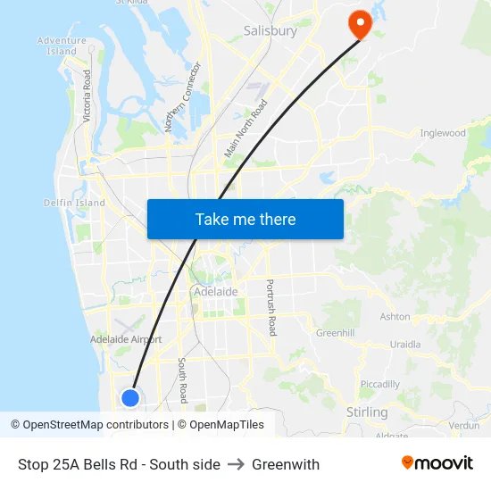 Stop 25A Bells Rd - South side to Greenwith map