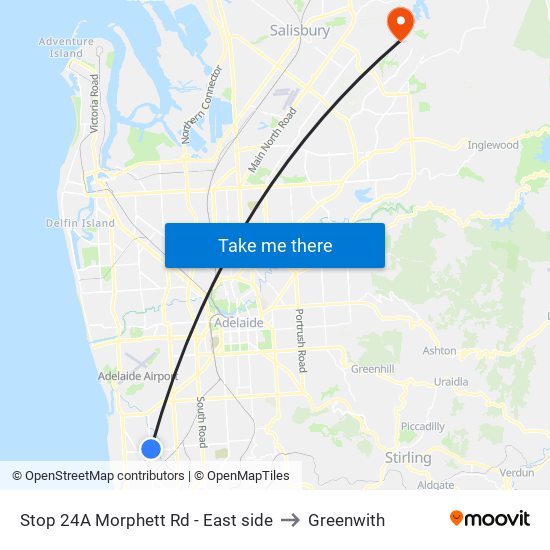 Stop 24A Morphett Rd - East side to Greenwith map