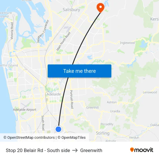 Stop 20 Belair Rd - South side to Greenwith map