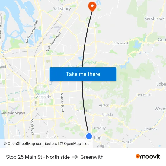 Stop 25 Main St - North side to Greenwith map
