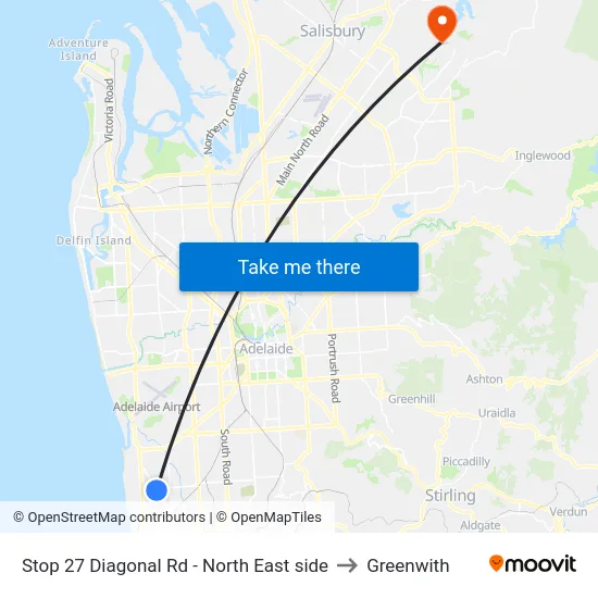 Stop 27 Diagonal Rd - North East side to Greenwith map